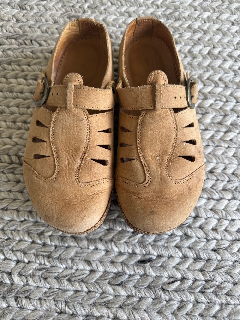 Haflinger Tan Leather Closed-Toe Clog Sandals